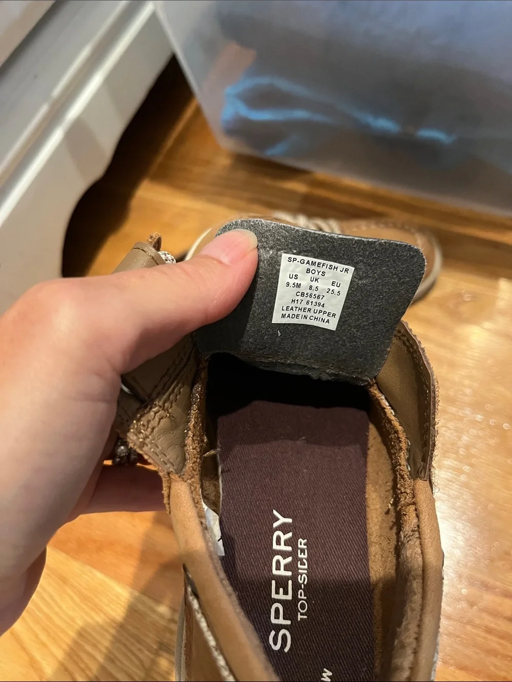Sperry Kids Tan Leather Moccasin Boat Shoes with Contrast Laces size 9.5m